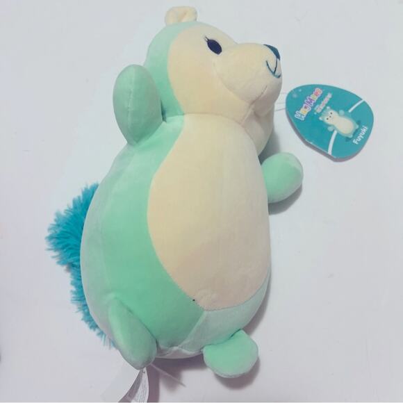 Hugmees Squishmallows Fuyuki fluff‎ Green and Cream Plush squirrel Toy - Picture 1 of 8